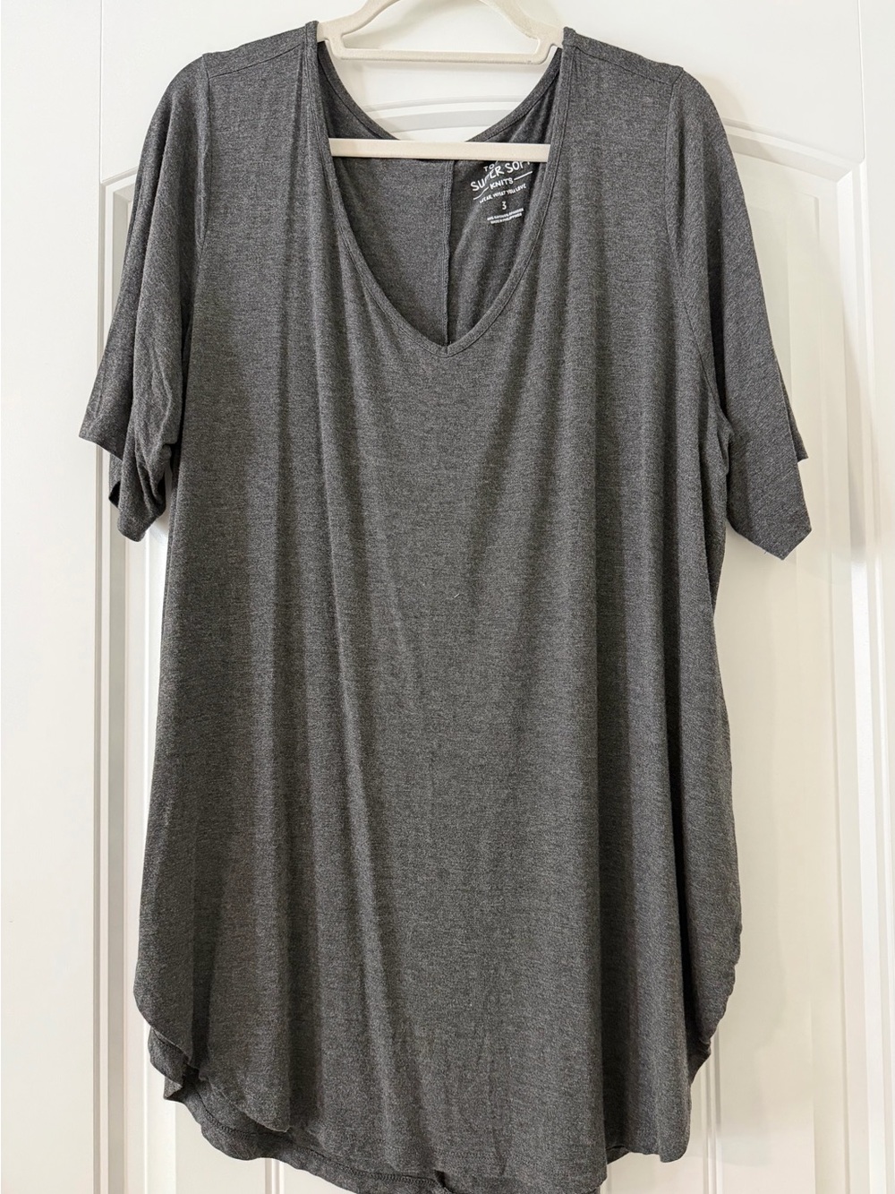 Torrid Super Soft Charcoal Gray V-Neck Tunic Top